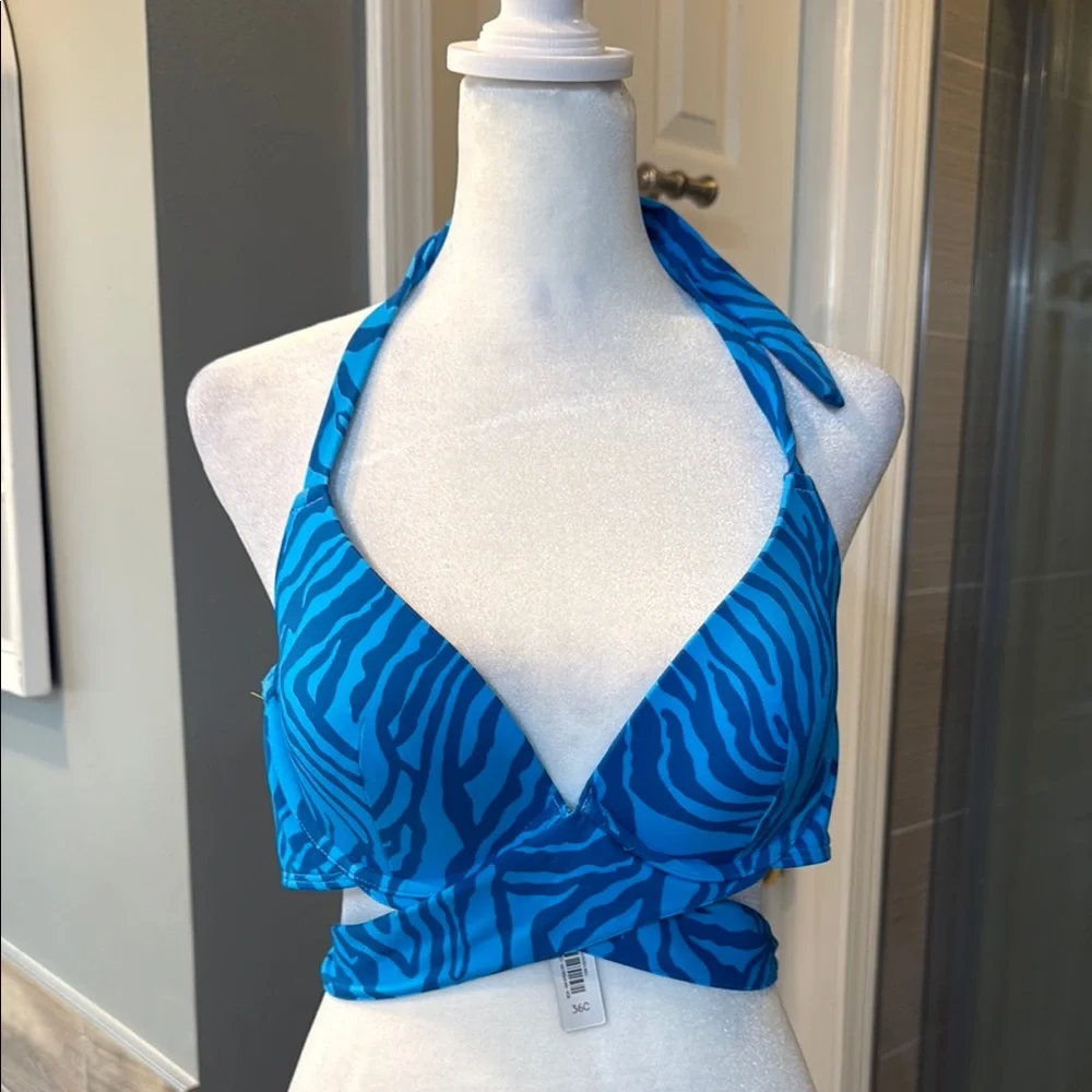 NWT Adore‎ Me  Women's Rimini Push Up Bikini Top  Blue Print Size 36c